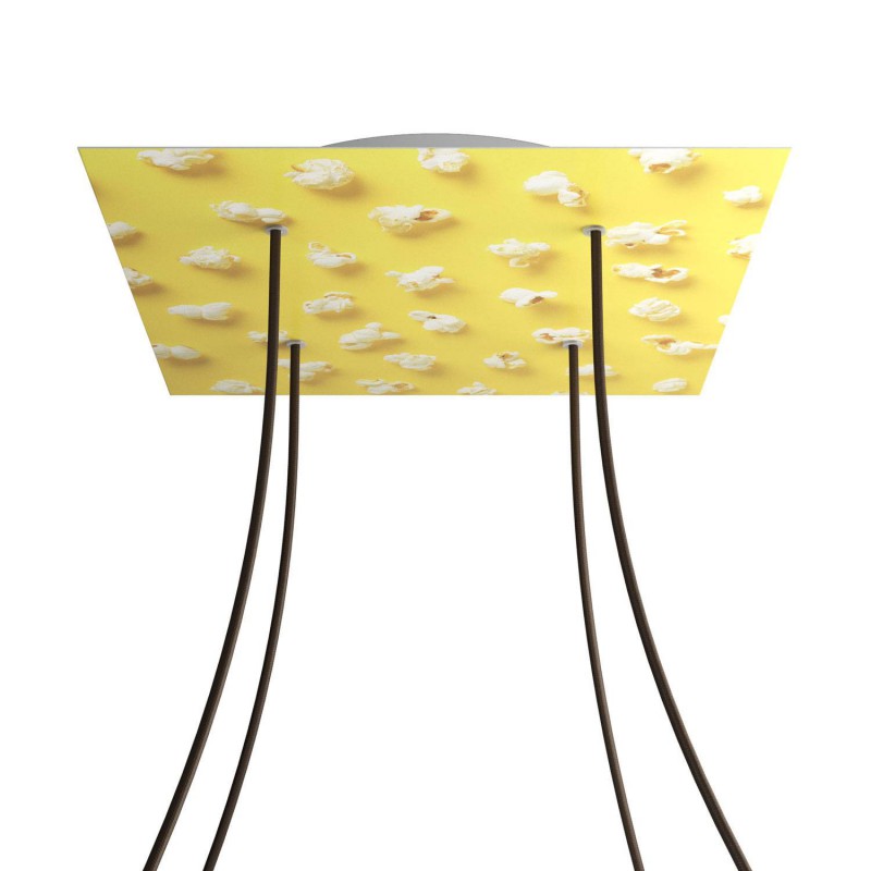 creative cables Čtvercový stropní baldachýn ROSE ONE, 400 mm, 4 otvory a 4 boční otvory Barva komponentu: Pop corn