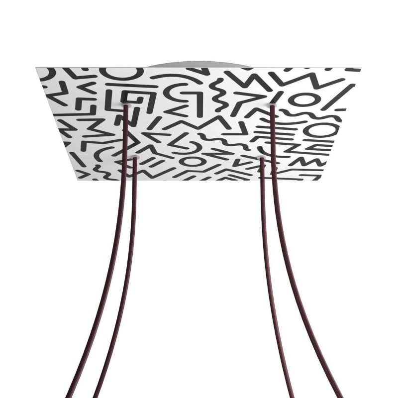 Levně creative cables Čtvercový stropní baldachýn ROSE ONE, 400 mm, 4 otvory a 4 boční otvory Barva komponentu: Street art