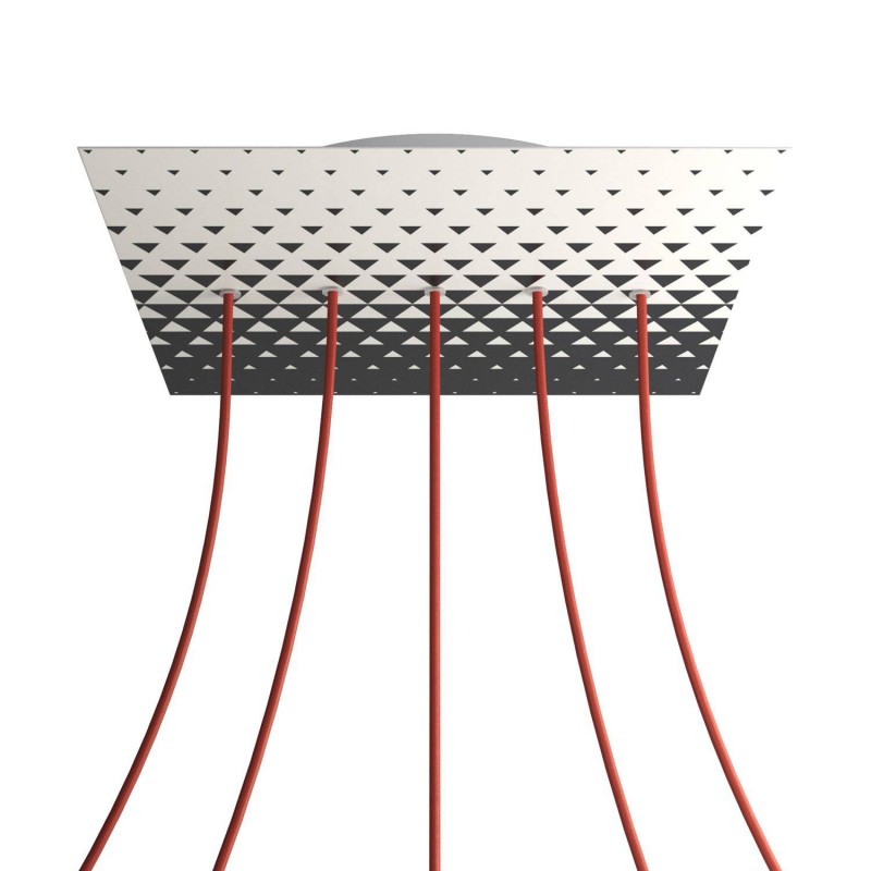 Levně creative cables Čtvercový stropní baldachýn ROSE ONE, 400 mm, 5 otvorů a 4 boční otvory - lineární Barva komponentu: Triangle