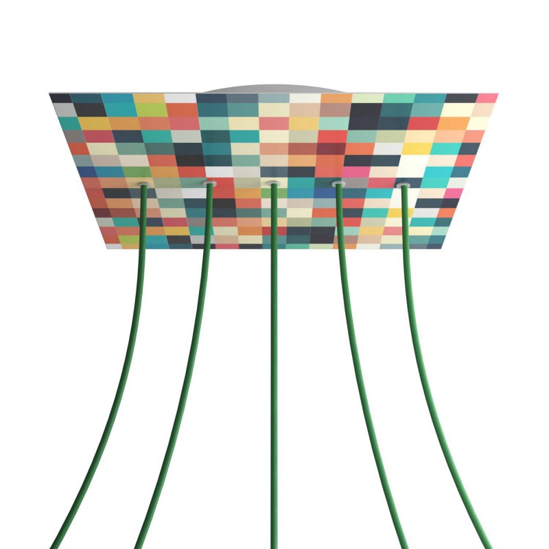 creative cables Čtvercový stropní baldachýn ROSE ONE, 400 mm, 5 otvorů a 4 boční otvory - lineární Barva komponentu: Palette