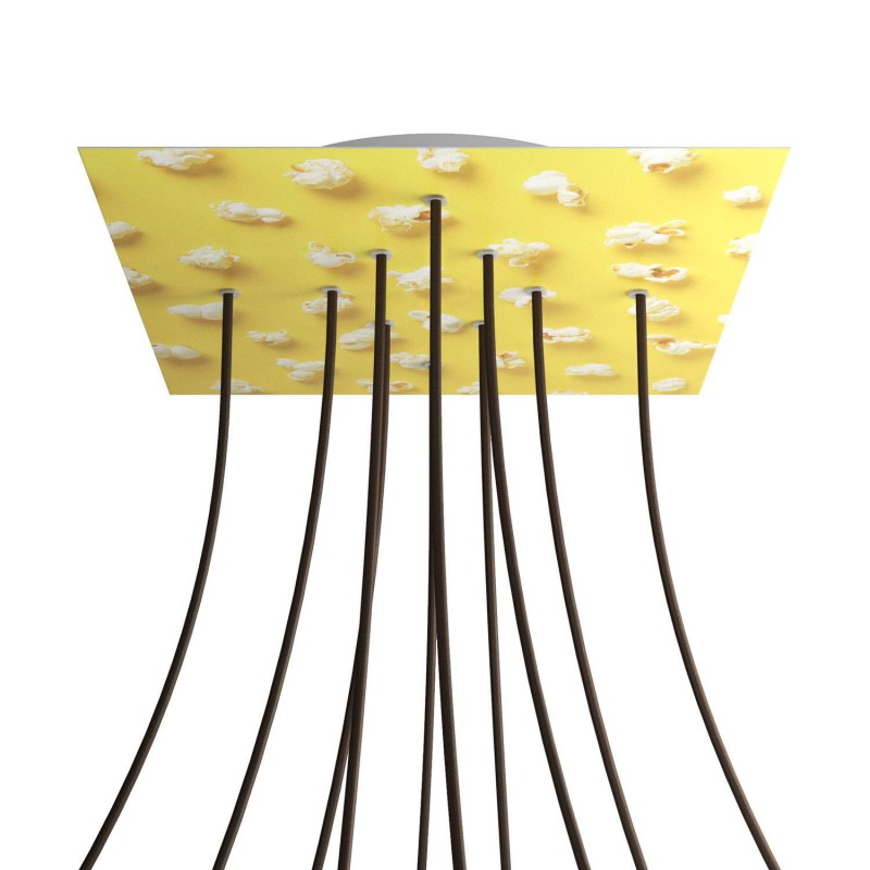 Levně creative cables Čtvercový stropní baldachýn ROSE ONE, 400 mm, 10 otvorů a 4 boční otvory Barva komponentu: Pop corn