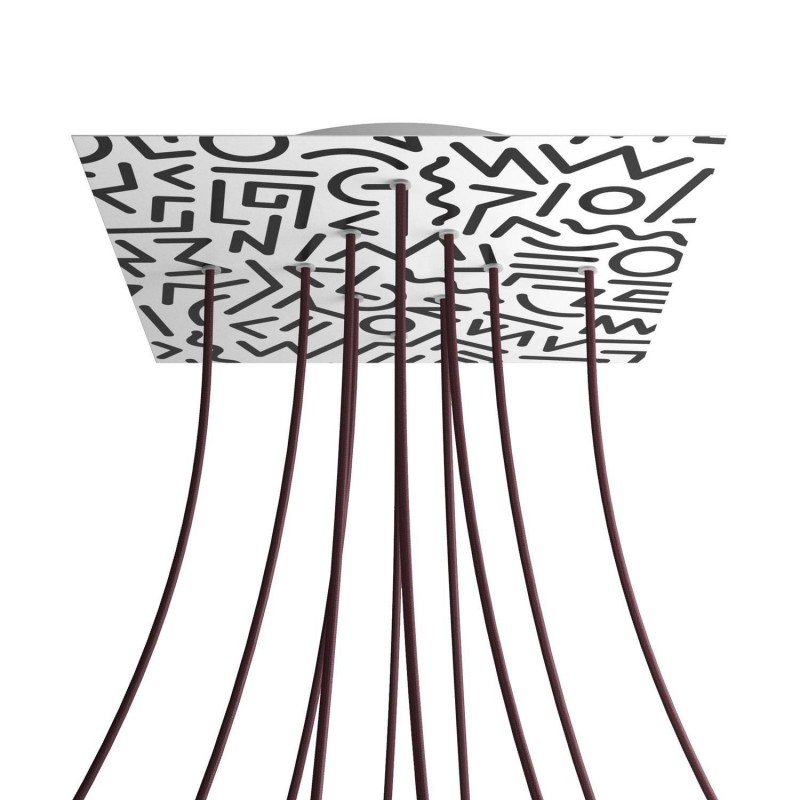 Levně creative cables Čtvercový stropní baldachýn ROSE ONE, 400 mm, 10 otvorů a 4 boční otvory Barva komponentu: Street art