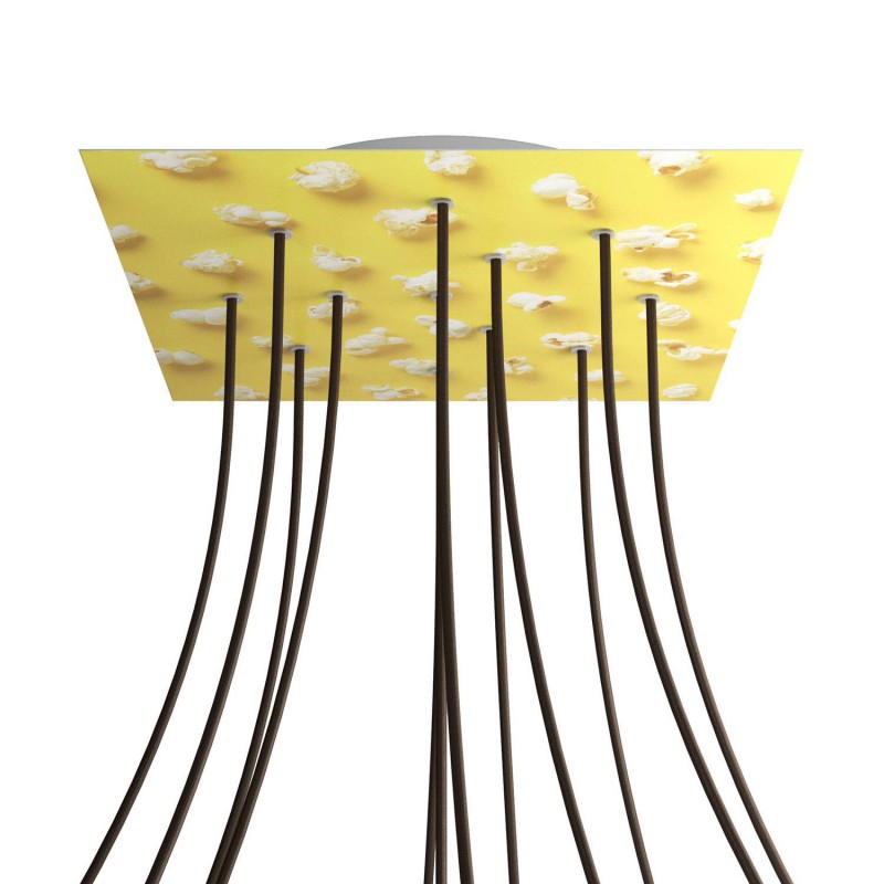 Levně creative cables Čtvercový stropní baldachýn ROSE ONE, 400 mm, 12 otvorů a 4 boční otvory Barva komponentu: Pop corn