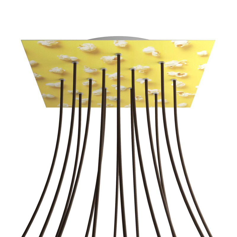 Levně creative cables Čtvercový stropní baldachýn ROSE ONE, 400 mm, 14 otvorů a 4 boční otvory Barva komponentu: Pop corn