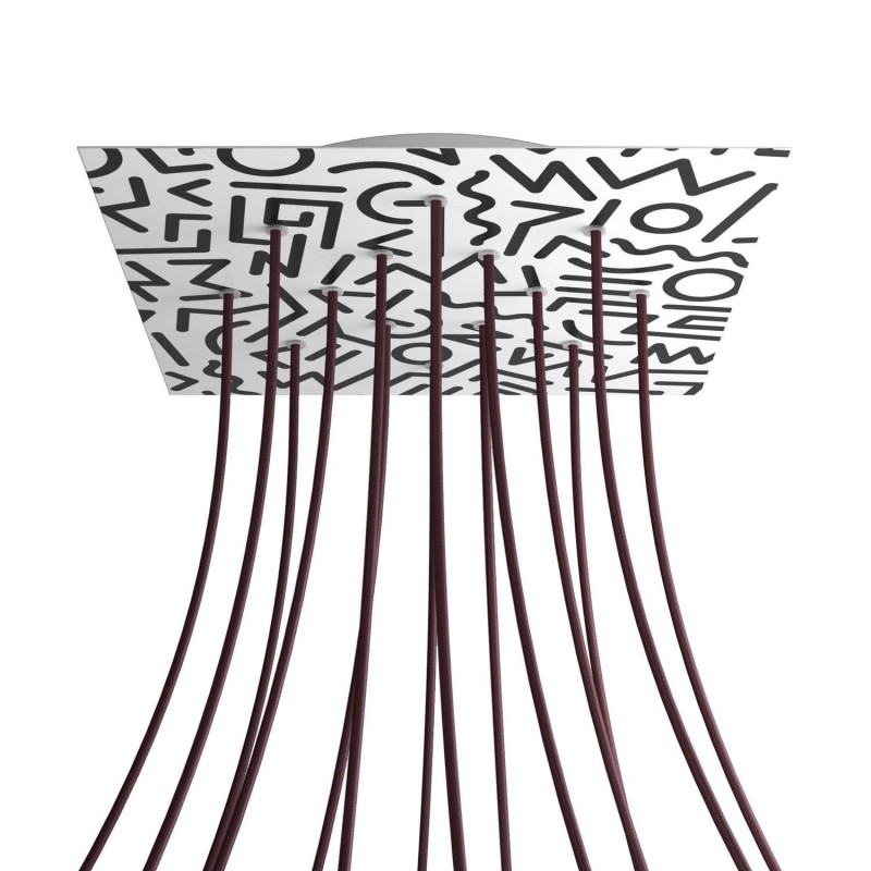 Levně creative cables Čtvercový stropní baldachýn ROSE ONE, 400 mm, 14 otvorů a 4 boční otvory Barva komponentu: Street art