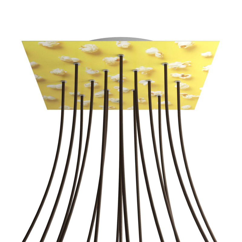 Levně creative cables Čtvercový stropní baldachýn ROSE ONE, 400 mm, 15 otvorů a 4 boční otvory Barva komponentu: Pop corn