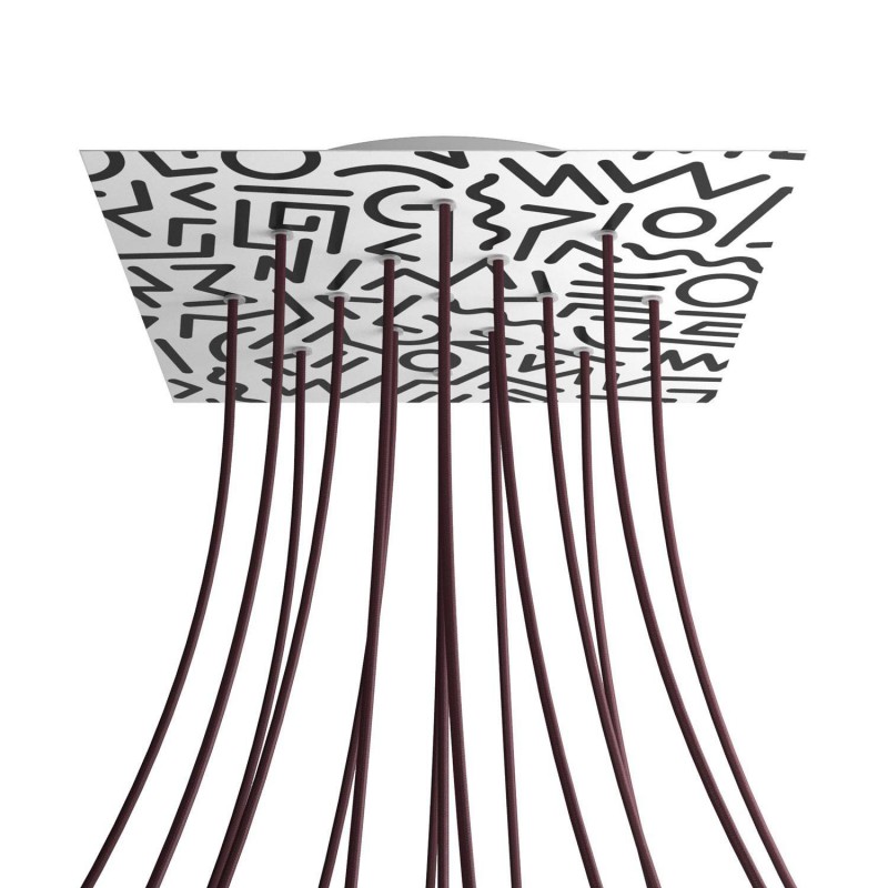 Levně creative cables Čtvercový stropní baldachýn ROSE ONE, 400 mm, 15 otvorů a 4 boční otvory Barva komponentu: Street art