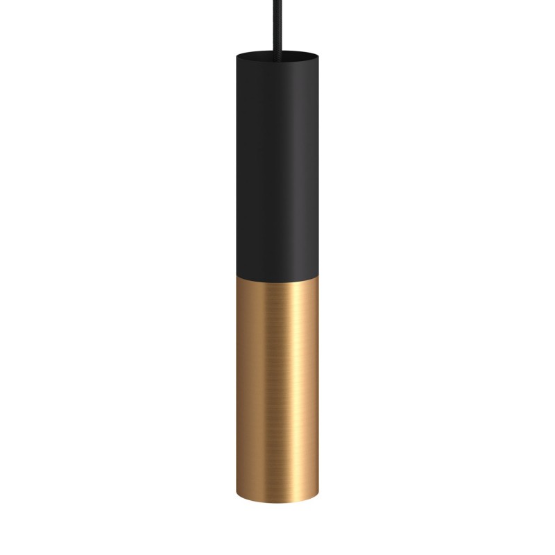 creative cables Tub-e14, bodový dvojitý kovový válec - stínidlo s objímkou E14 a s kroužky pro stínidlo Barva komponentu: Černá-Matná bronz