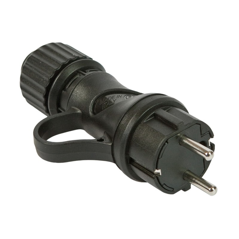 creative cables Černá schuko zástrčka s prstencem 16A 250V IP44 pro systém EIVA