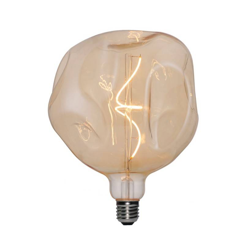 creative cables Zlatá LED žárovka deformovaná G180, spirálové vlákno 5W E27 stmívatelná 1800K