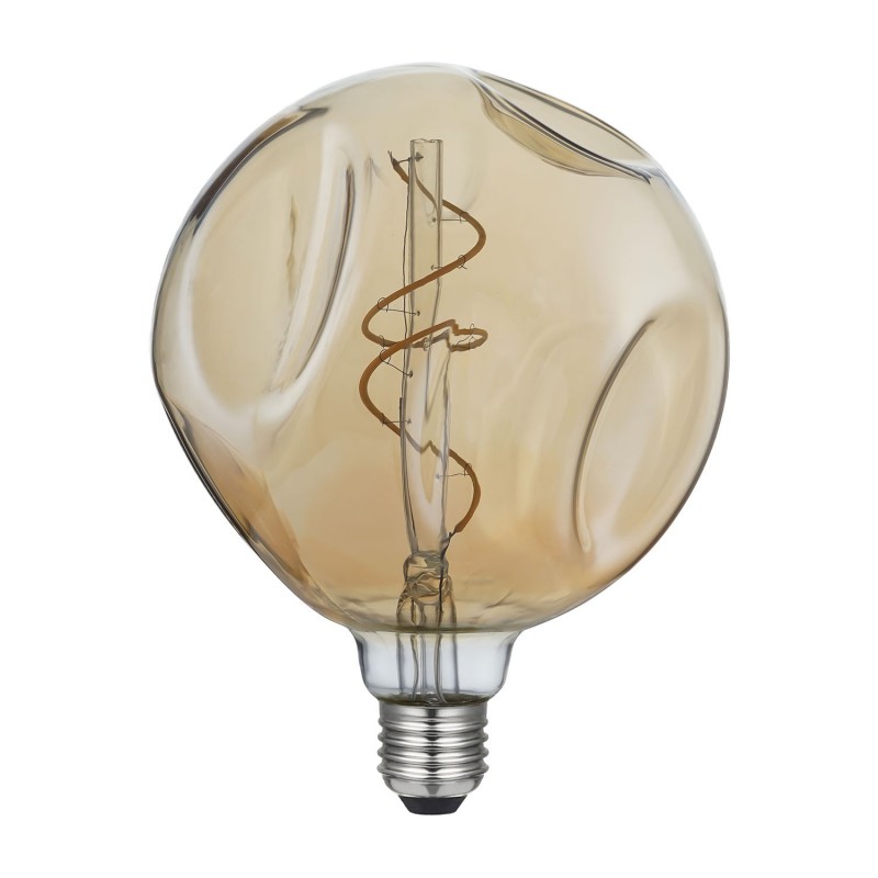 creative cables Zlatá LED žárovka deformovaná G145 spirálové vlákno 5W E27 stmívatelná 1800K