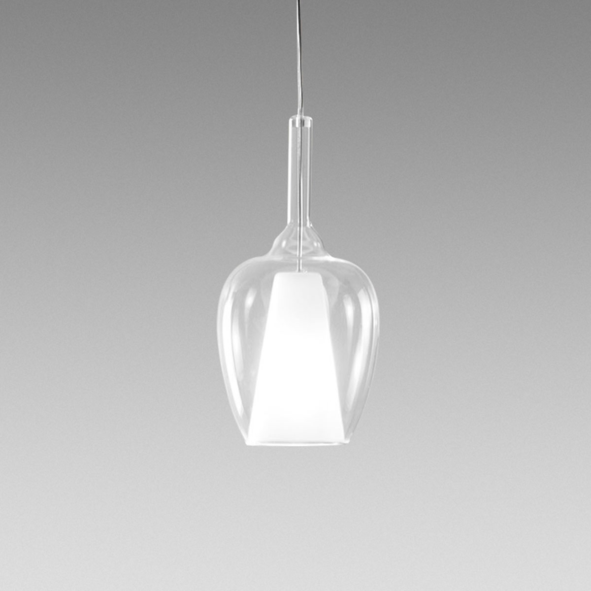 Levně Designové závěsné svítidlo Gea Luce Ofelia S/10 Barva skla: Transparentní sklo, Barva montury: Bílá