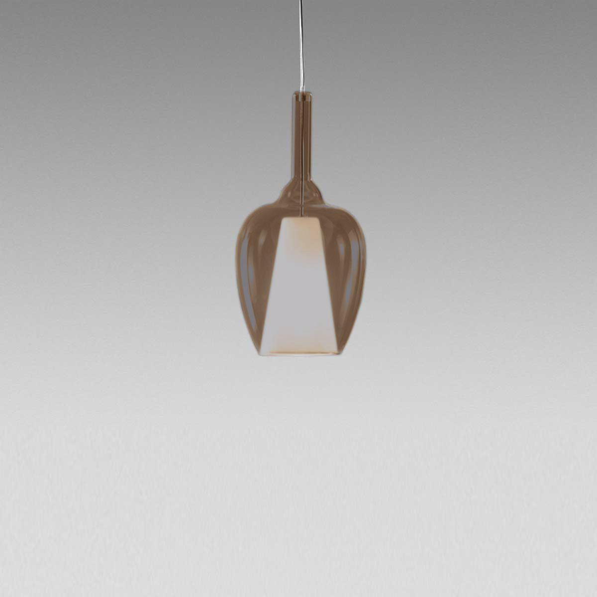 Levně Designové závěsné svítidlo Gea Luce Ofelia S/10 Barva skla: Transparentní kouřové sklo, Barva montury: Bílá
