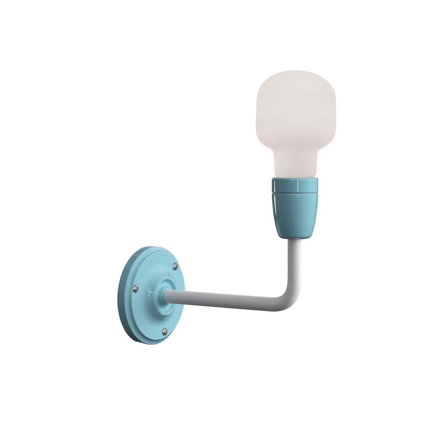 Levně creative cables Fermaluce color block, porcelánové a kovové nástěnné svítidlo s ohnutou prodlužovací trubičkou Barva: Světle modrá