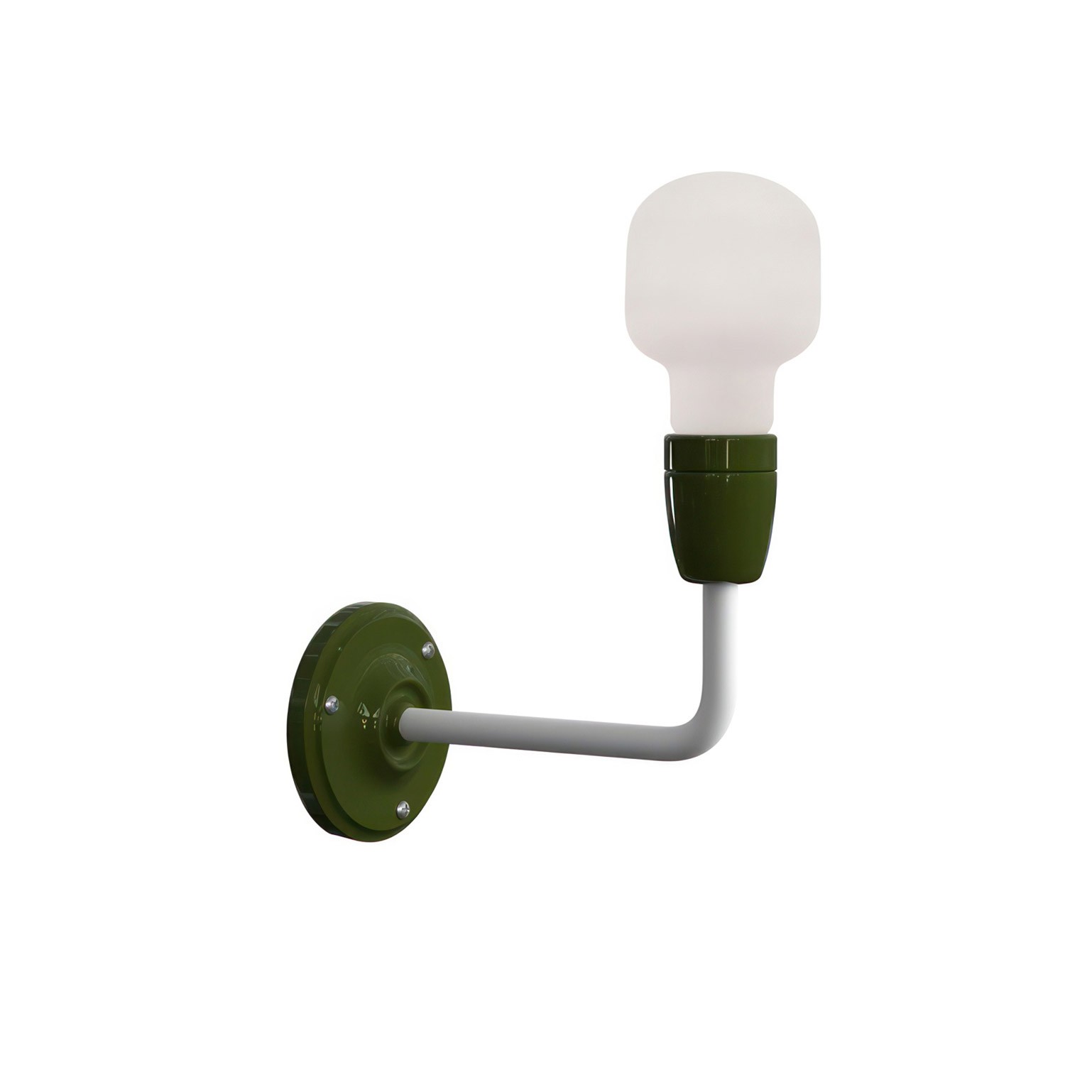 Levně creative cables Fermaluce color block, porcelánové a kovové nástěnné svítidlo s ohnutou prodlužovací trubičkou Barva: Zelená