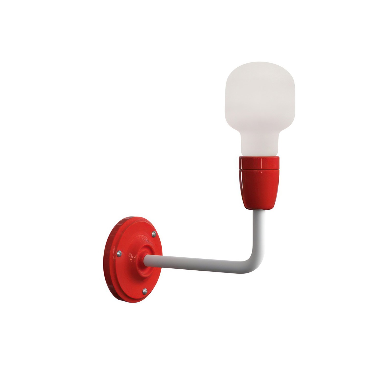 Levně creative cables Fermaluce color block, porcelánové a kovové nástěnné svítidlo s ohnutou prodlužovací trubičkou Barva: Červená