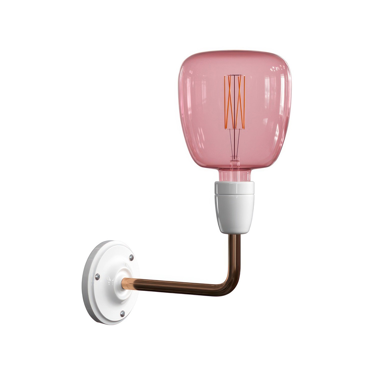 Levně creative cables Fermaluce vintage, kovové a porcelánové nástěnné svítidlo s ohnutou prodlužovací trubičkou Barva: Bílá-měď