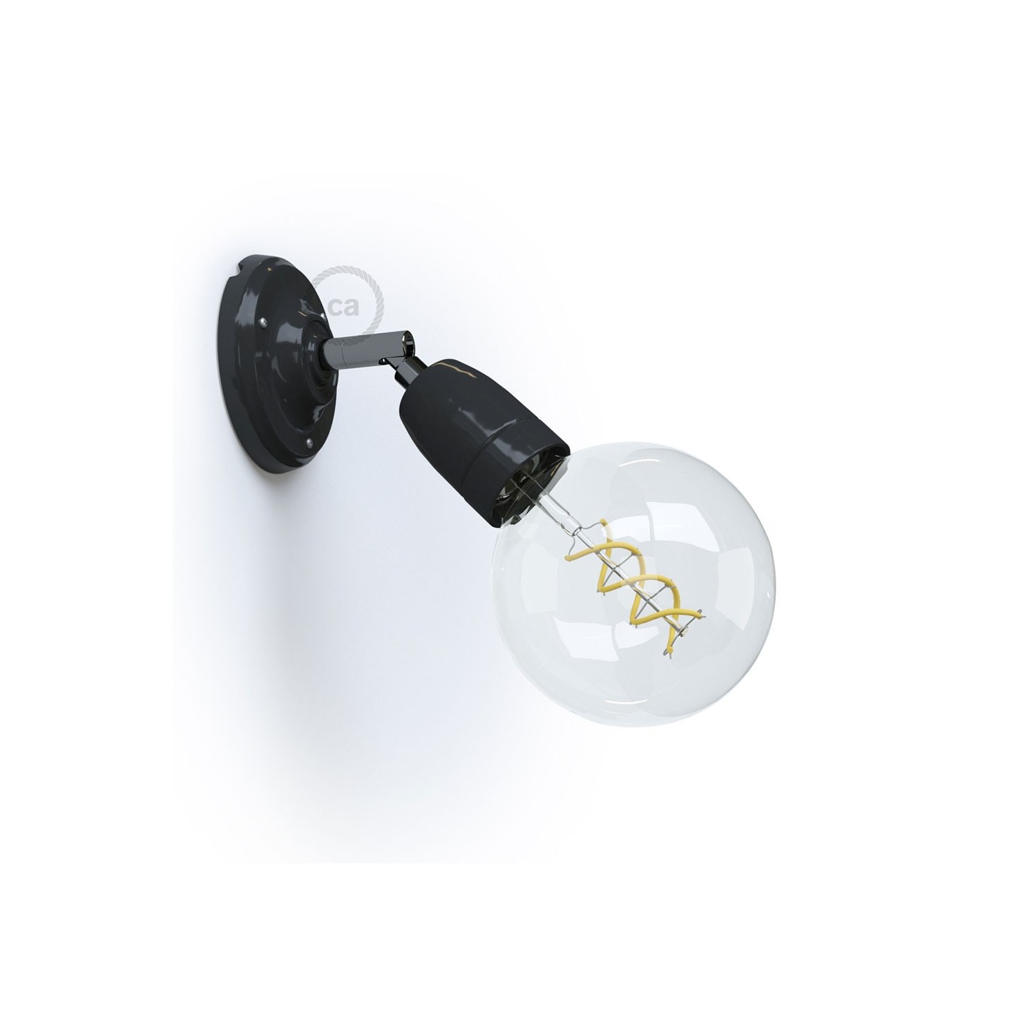 creative cables Fermaluce 90° monochrome, nastavitelné porcelánové bodové svítidlo Barva: Černá