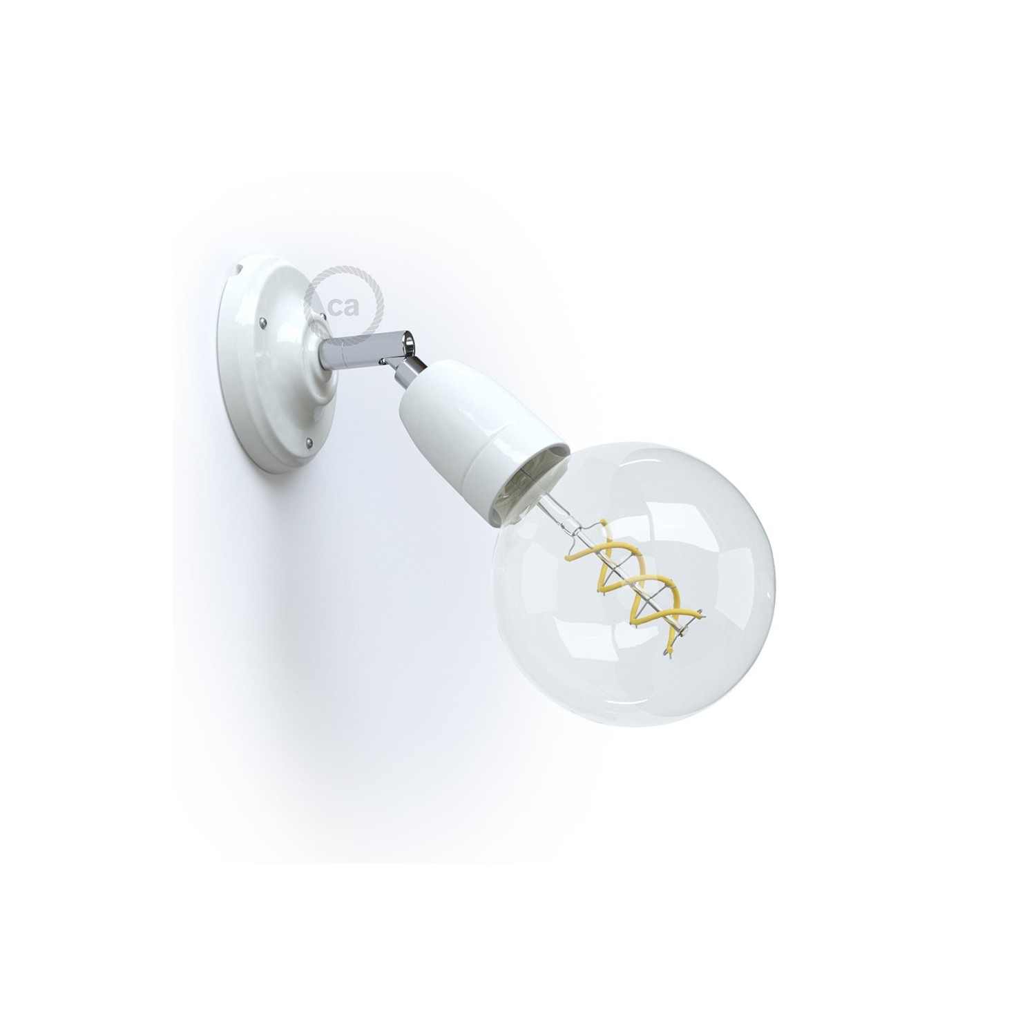 creative cables Fermaluce 90° monochrome, nastavitelné porcelánové bodové svítidlo Barva: Bílá