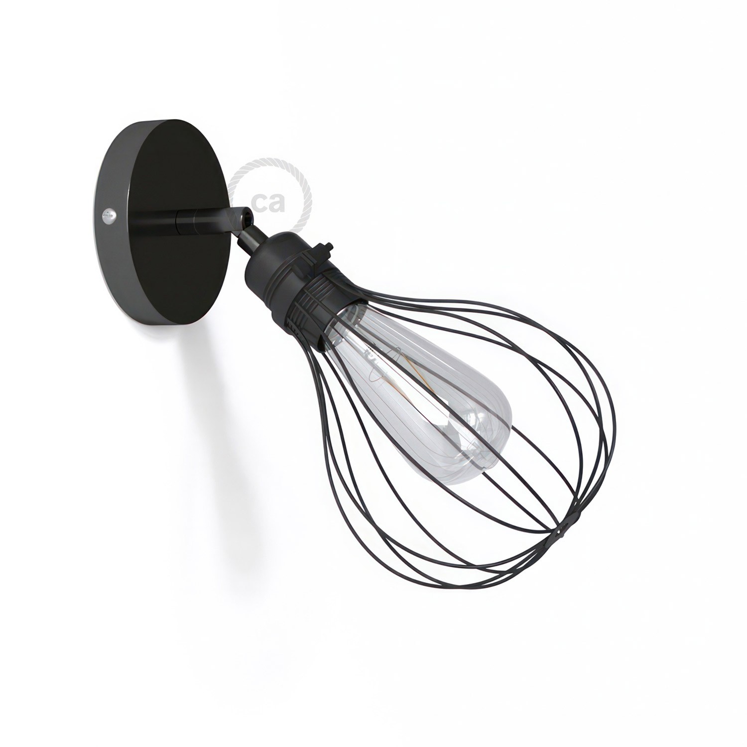 creative cables Fermaluce metallo 90° urban, anastavitelné kovové nástěnné bodové svítidlo se stínidlem kapka Barva: Černá Perleť