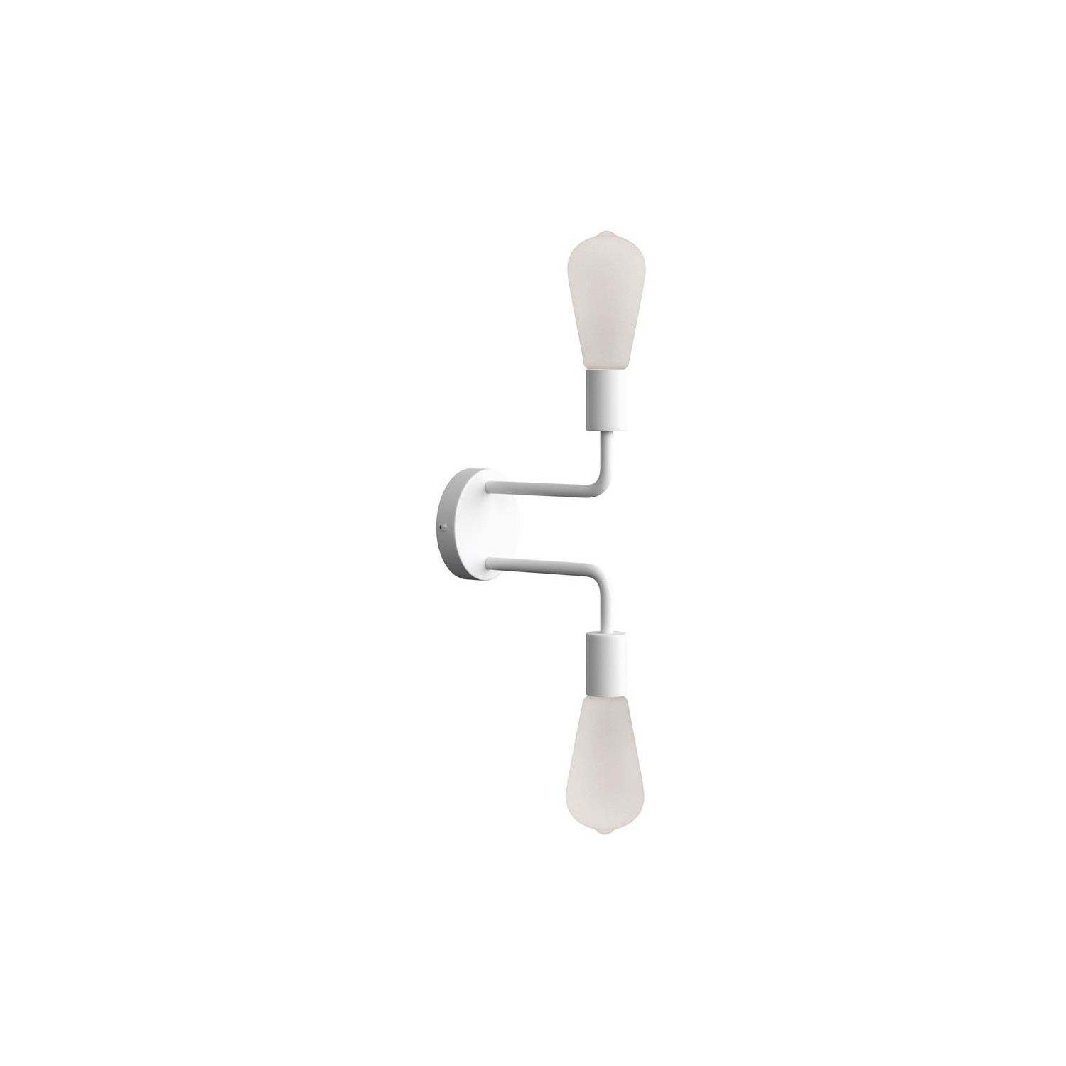 creative cables Fermaluce monochrome, kovové nástěnné svítidlo se dvěmi ohnutými prodlužovacími trubičkami Barva: Bílá
