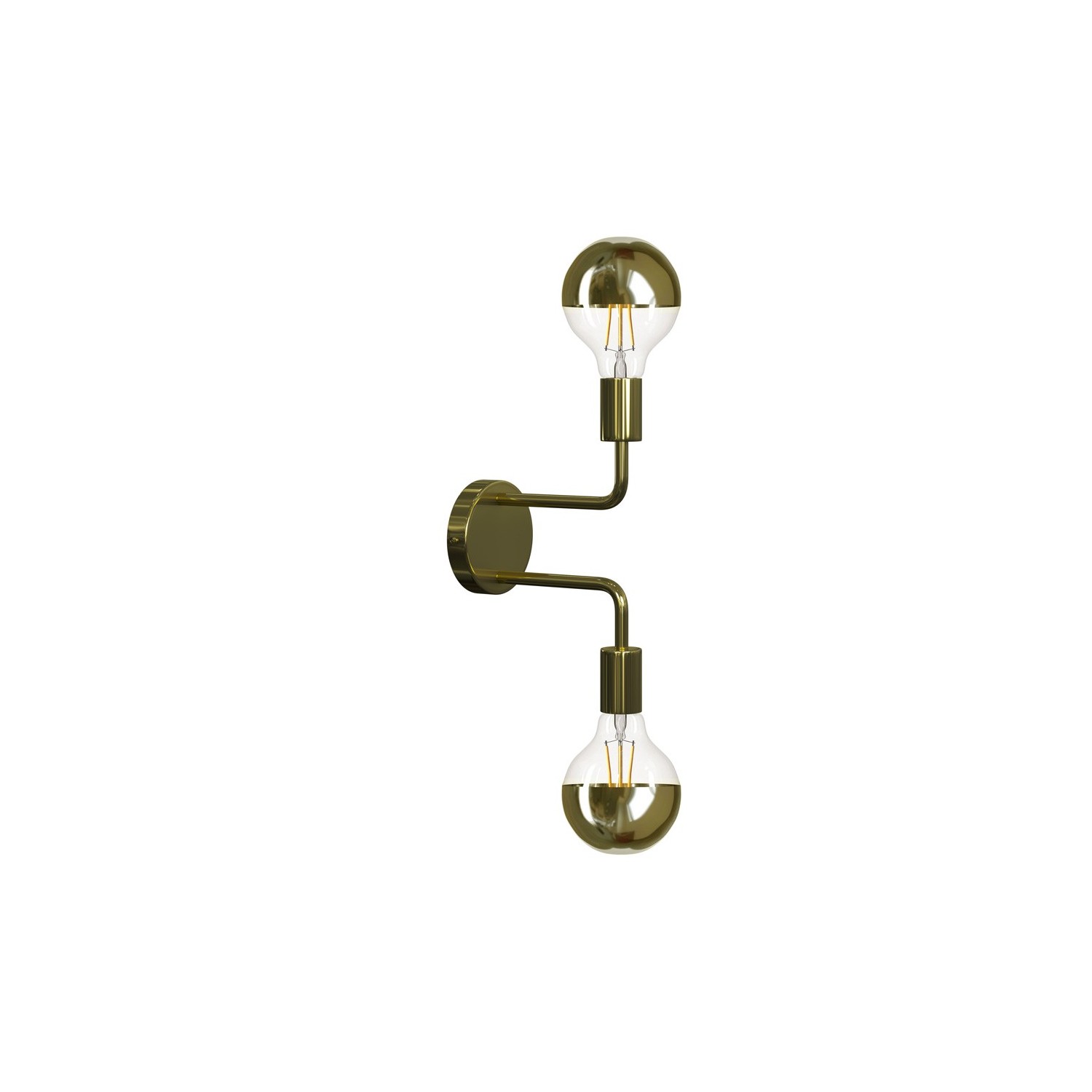 creative cables Fermaluce glam metal kovové nástěnné svítidlo se dvěmi ohnutými prodlužovacími trubičkami Barva: Mosaz