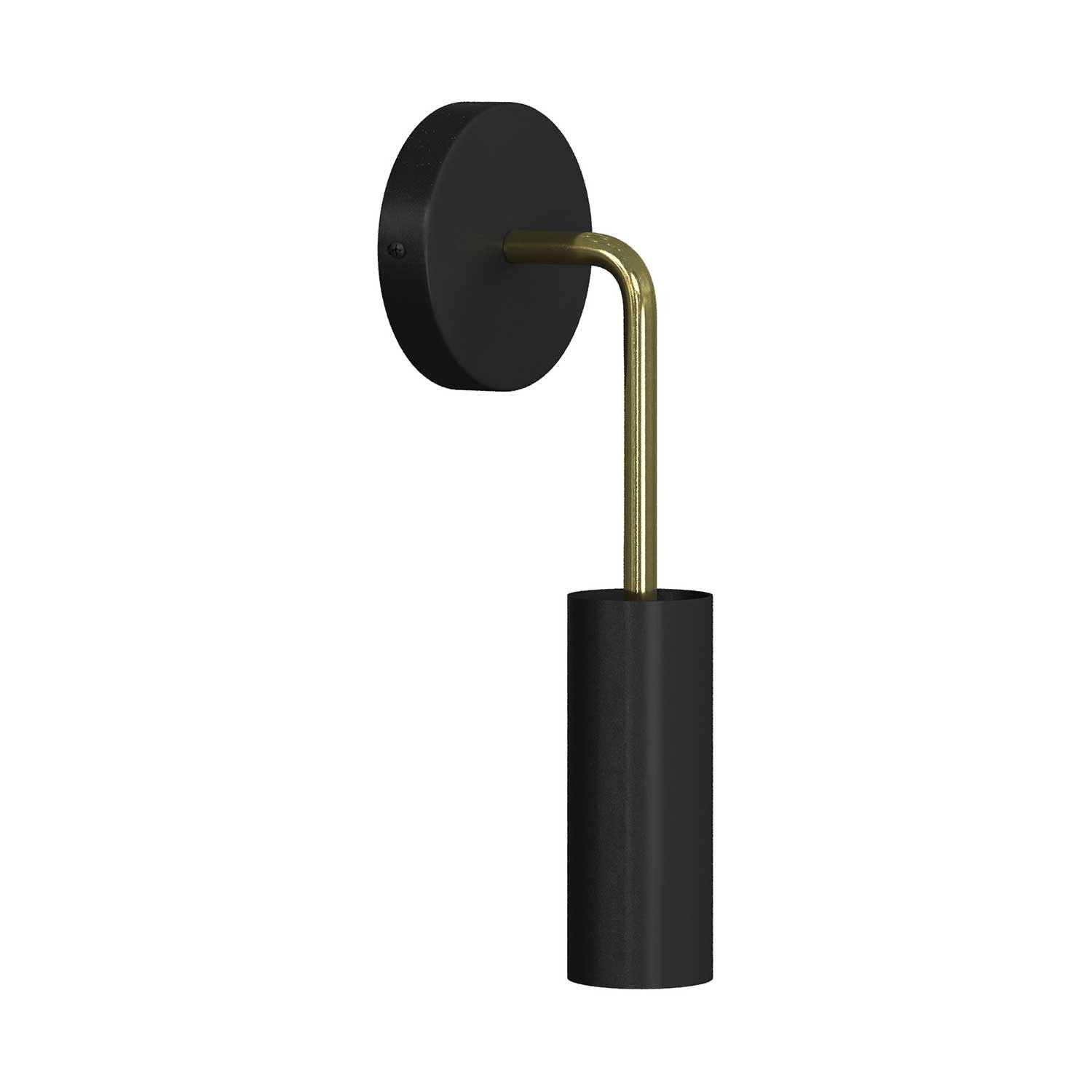Levně creative cables Fermaluce vintage kovové nástěnné svítidlo s ohnutou prodlužovací trubičkou a stínidlem Tub-E14 Barva: Černá-mosaz