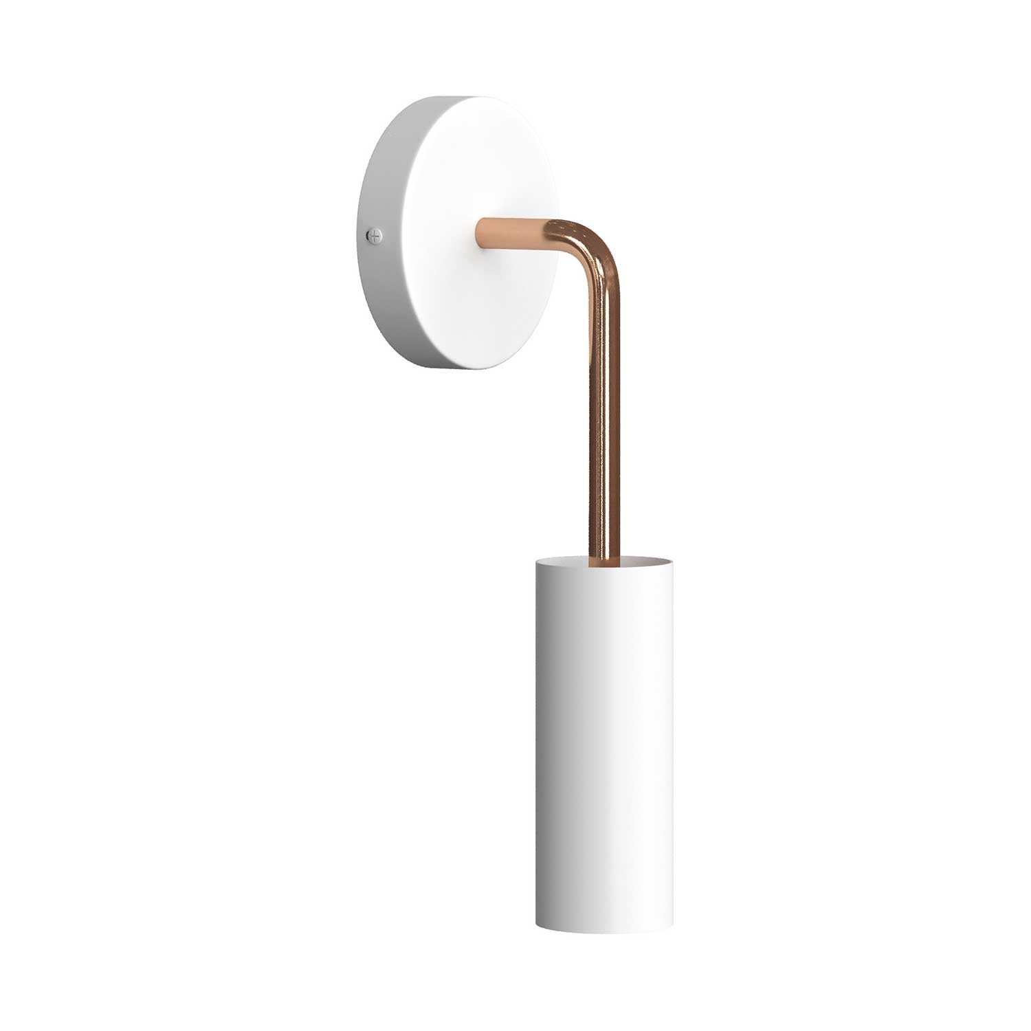 Levně creative cables Fermaluce vintage kovové nástěnné svítidlo s ohnutou prodlužovací trubičkou a stínidlem Tub-E14 Barva: Bílá-měď