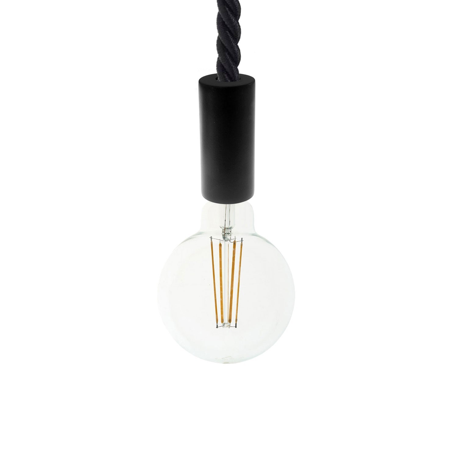 creative cables Závěsná lampa s 2XL 24mm námořnickým lanem, lakované dřevěné detaily Barva: Černá