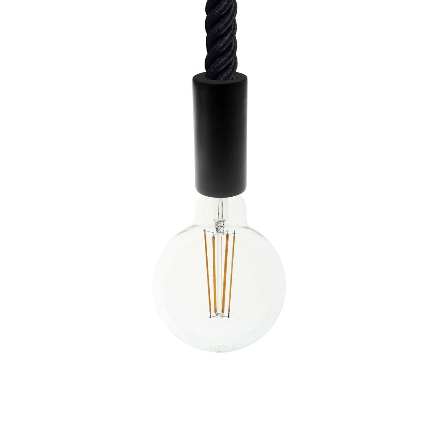 creative cables Závěsná lampa s 3XL 30mm lanovým kabelem, lakované dřevěné detaily Barva: Černá