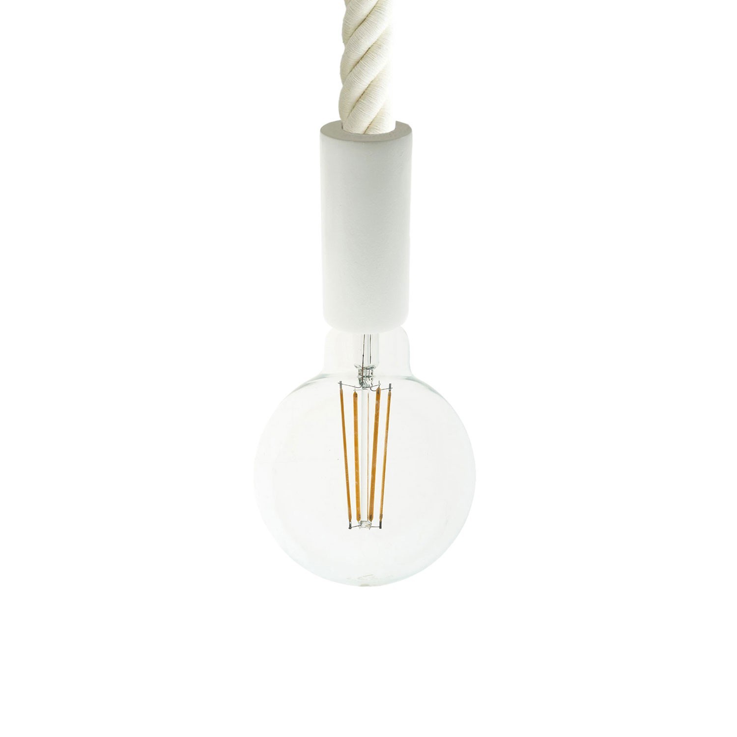 creative cables Závěsná lampa s 3XL 30mm lanovým kabelem, lakované dřevěné detaily Barva: Bílá