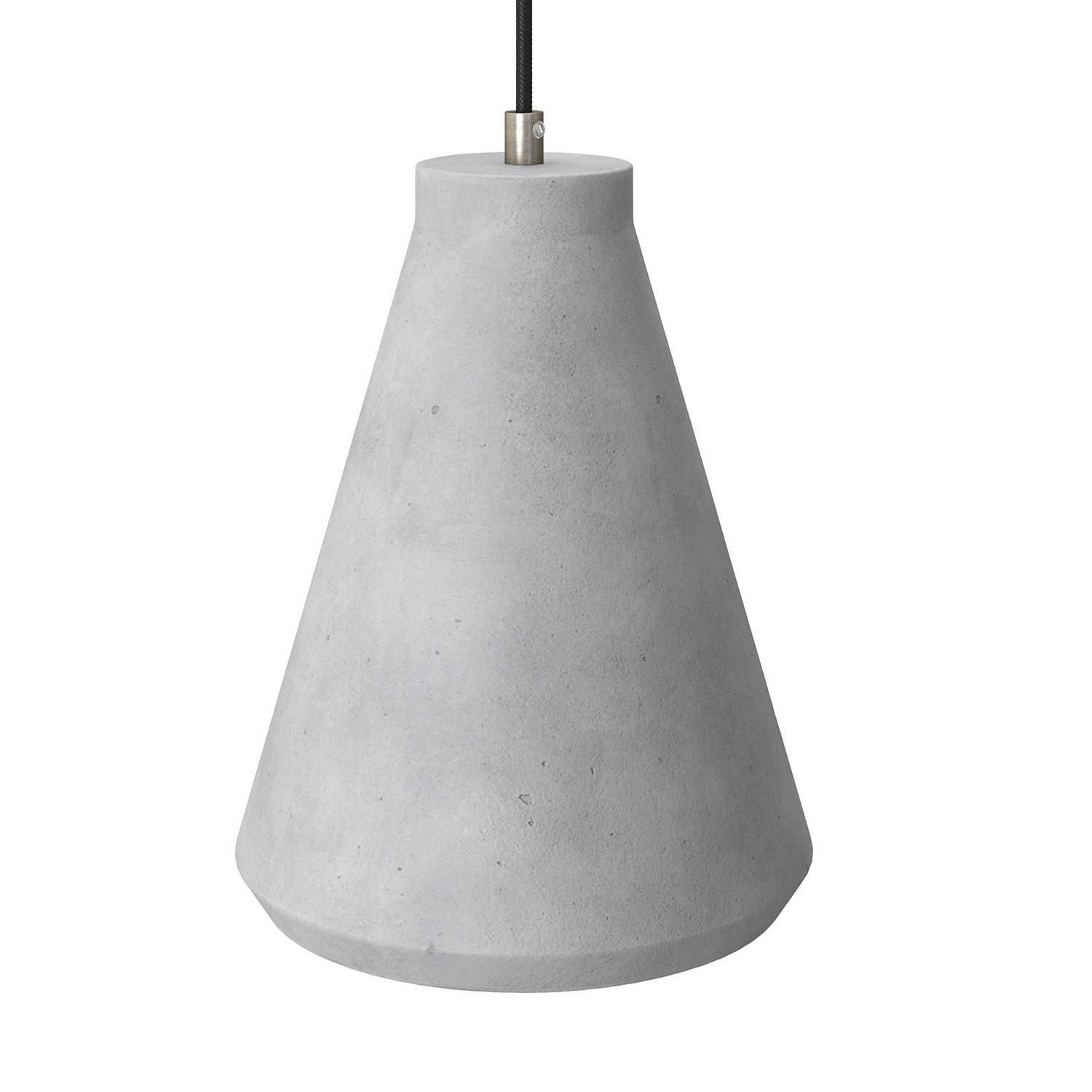 Levně creative cables Závěsná lampa s textilním kabelem, betonovým stínidlem funnel a kovovými detaily Barva: Světlý beton