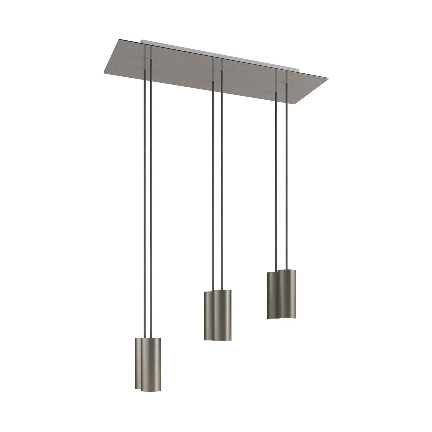 creative cables Závěsná lampa s 6 světly, s obdélníkovým XXL baldachýnem Rose-one, textilním kabelem a kovovými stínidly Tub-E14 Barva: Hladký ocelový dibond
