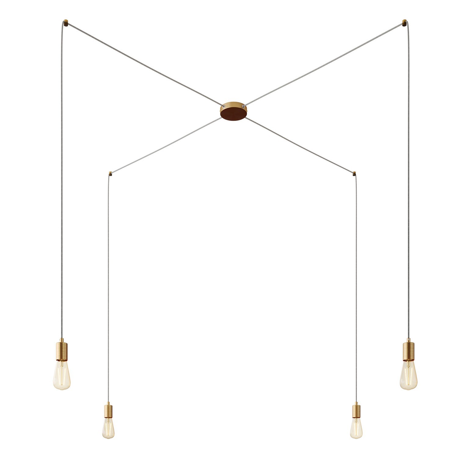 creative cables Svítidlo Spider se 4 závěsnými světly, textilním kabelem a kovovými komponenty Barva: Matný bronz, Montáž: Sestavený