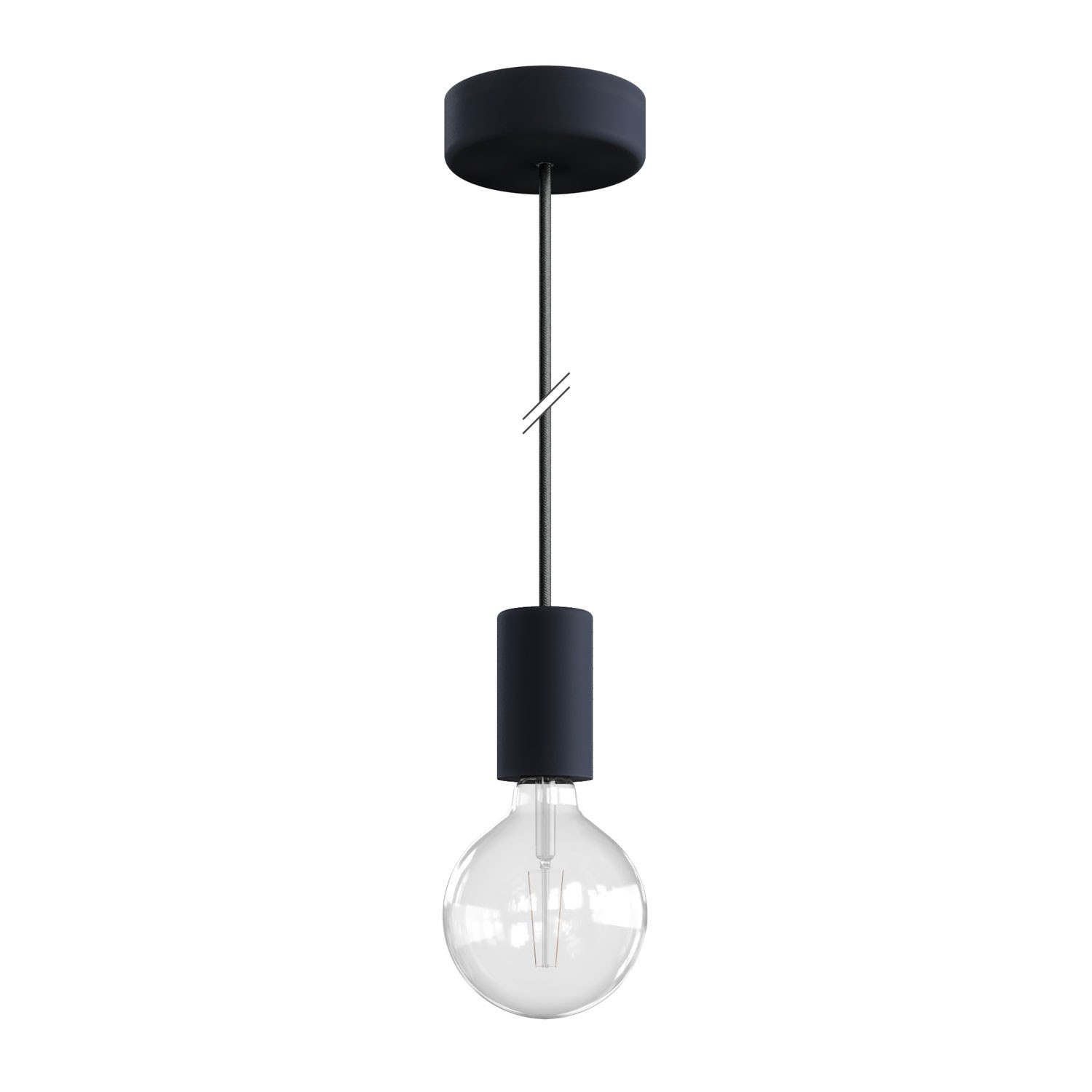 Levně creative cables EIVA elegant - závěsná lampa IP65 do exteriéru s textilním kabelem, silikonovým baldachýnem a objímkou, voděodolná Barva: Černá