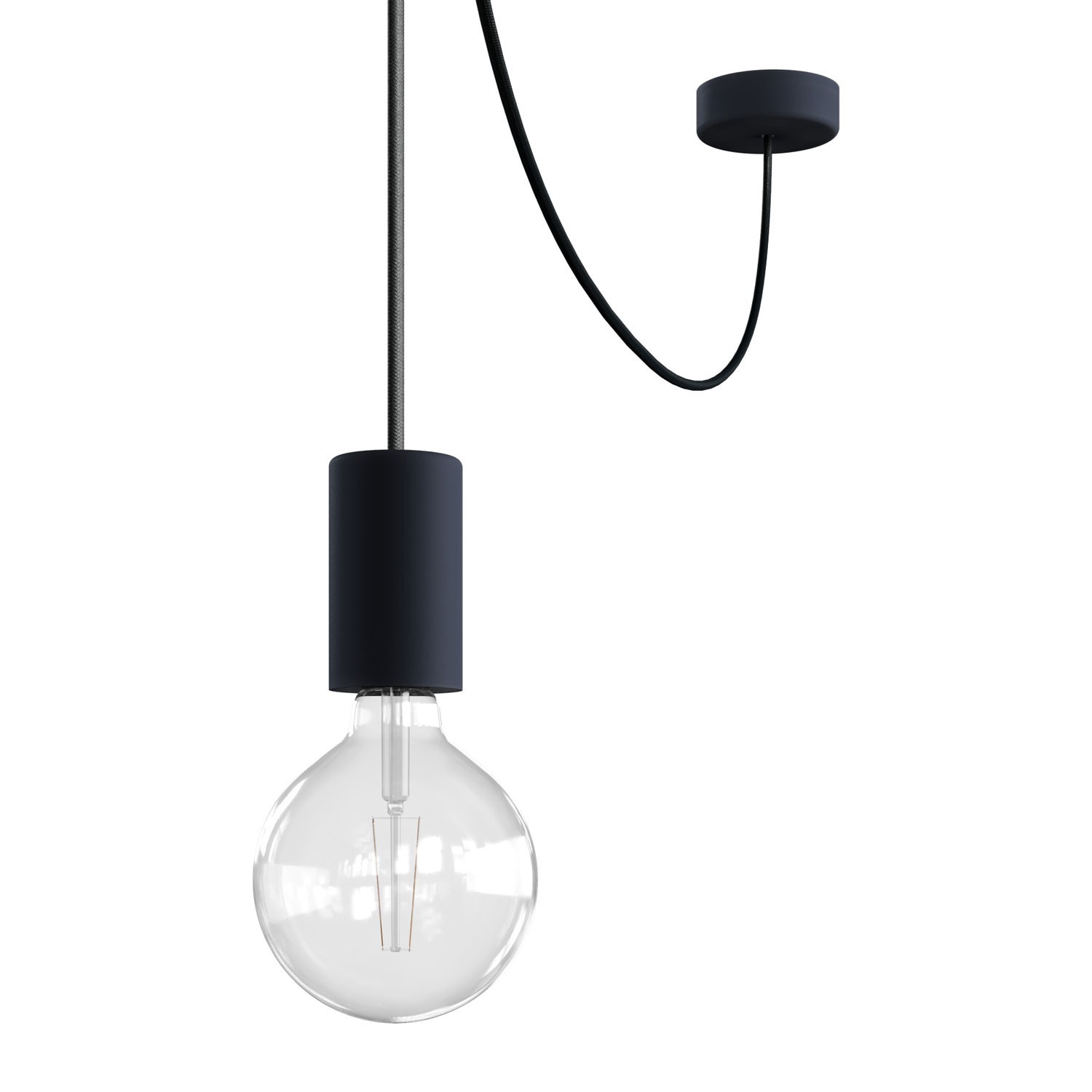 Levně creative cables EIVA elegant závěsná lampa IP65 do exteriéru s kabelem, decentralizerem, silikonovým baldachýnem a objímkou, voděodolná Barva: Černá