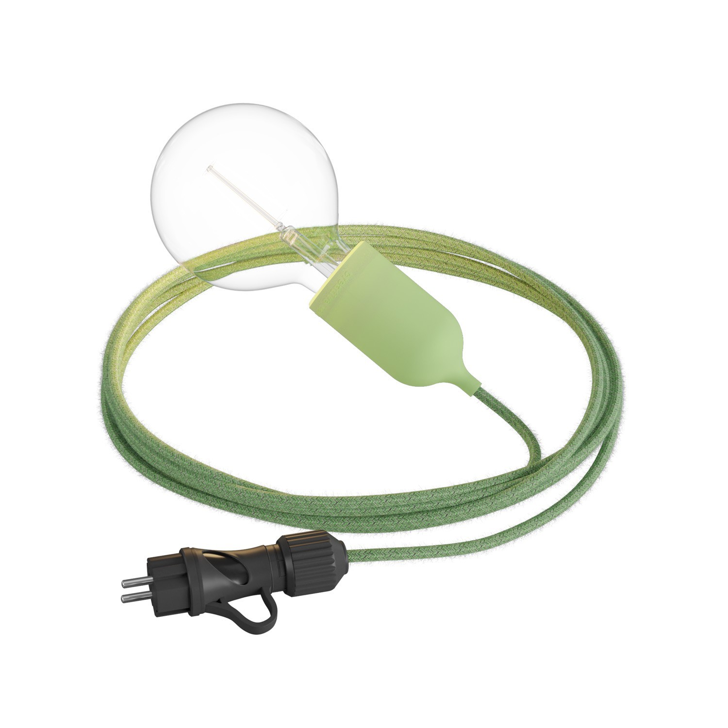 Levně creative cables EIVA snake pastel, přenosná venkovní lampa, 5 m textilní kabel, voděodolná objímka IP65 a zástrčka Barva: Světle zelená
