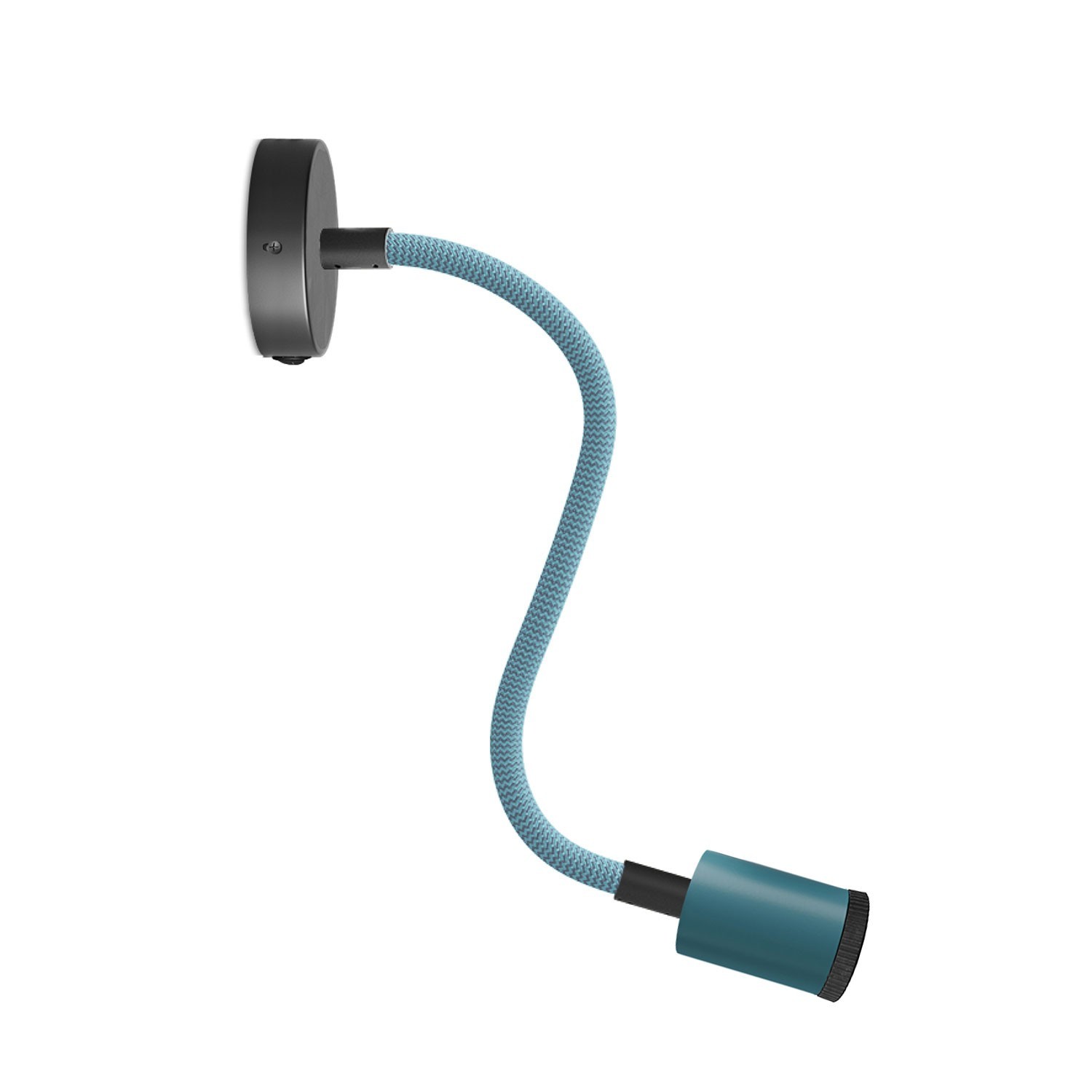 creative cables Fermaluce Flex 30 pastel bodové svítidlo s mini baldachýnem s vypínačem a mini reflektorem GU1d0 Barva: Černo-petrolejová