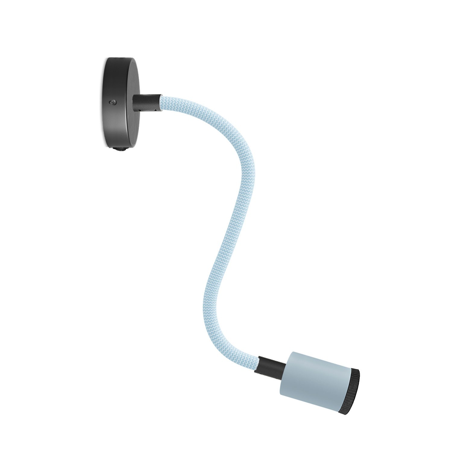 creative cables Fermaluce Flex 30 pastel bodové svítidlo s mini baldachýnem s vypínačem a mini reflektorem GU1d0 Barva: Černo-světle modrá