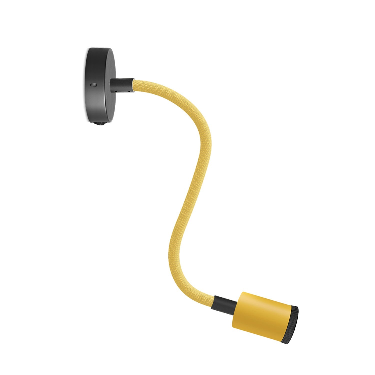 creative cables Fermaluce Flex 30 pastel bodové svítidlo s mini baldachýnem s vypínačem a mini reflektorem GU1d0 Barva: Černo-hořčicově žlutá