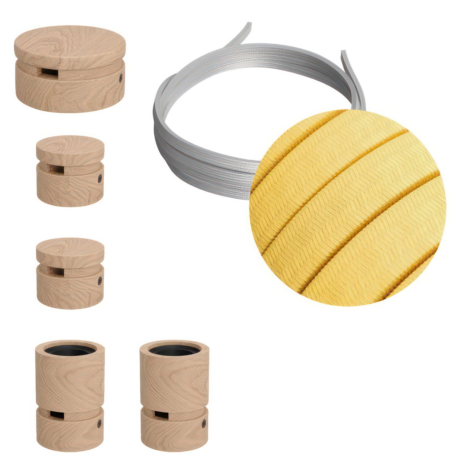creative cables Filé system - sestava pro cik-cak instalaci - 3m kabelu pro světelné šňúry a 5 dřevěných komponentů Barva kabelu: Žlutá - CM10