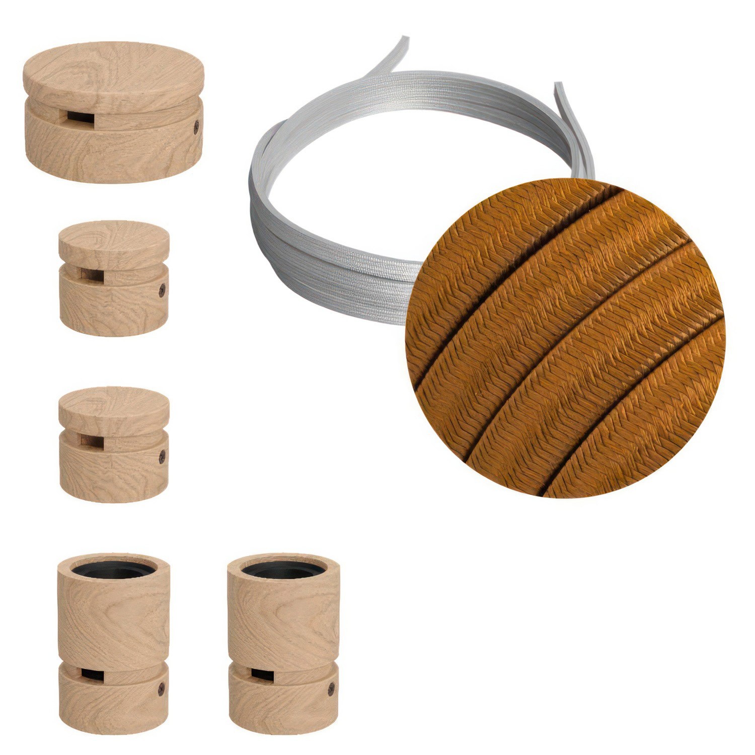 creative cables Filé system - sestava pro cik-cak instalaci - 3m kabelu pro světelné šňúry a 5 dřevěných komponentů Barva kabelu: Whisky - CM22