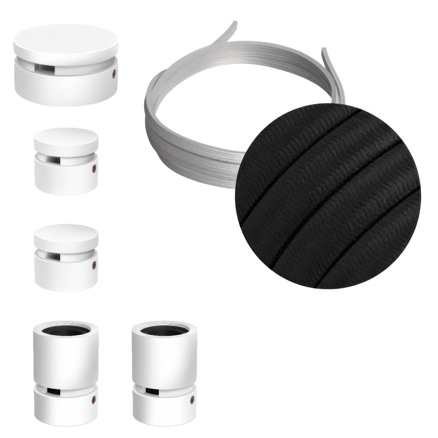 creative cables Filé systém - sestava pro cik-cak instalaci - 3m kabelu pro světelné řetězy a 5 bílých lakovaných dřevěných komponentů Barva kabelu: Černá - CM04