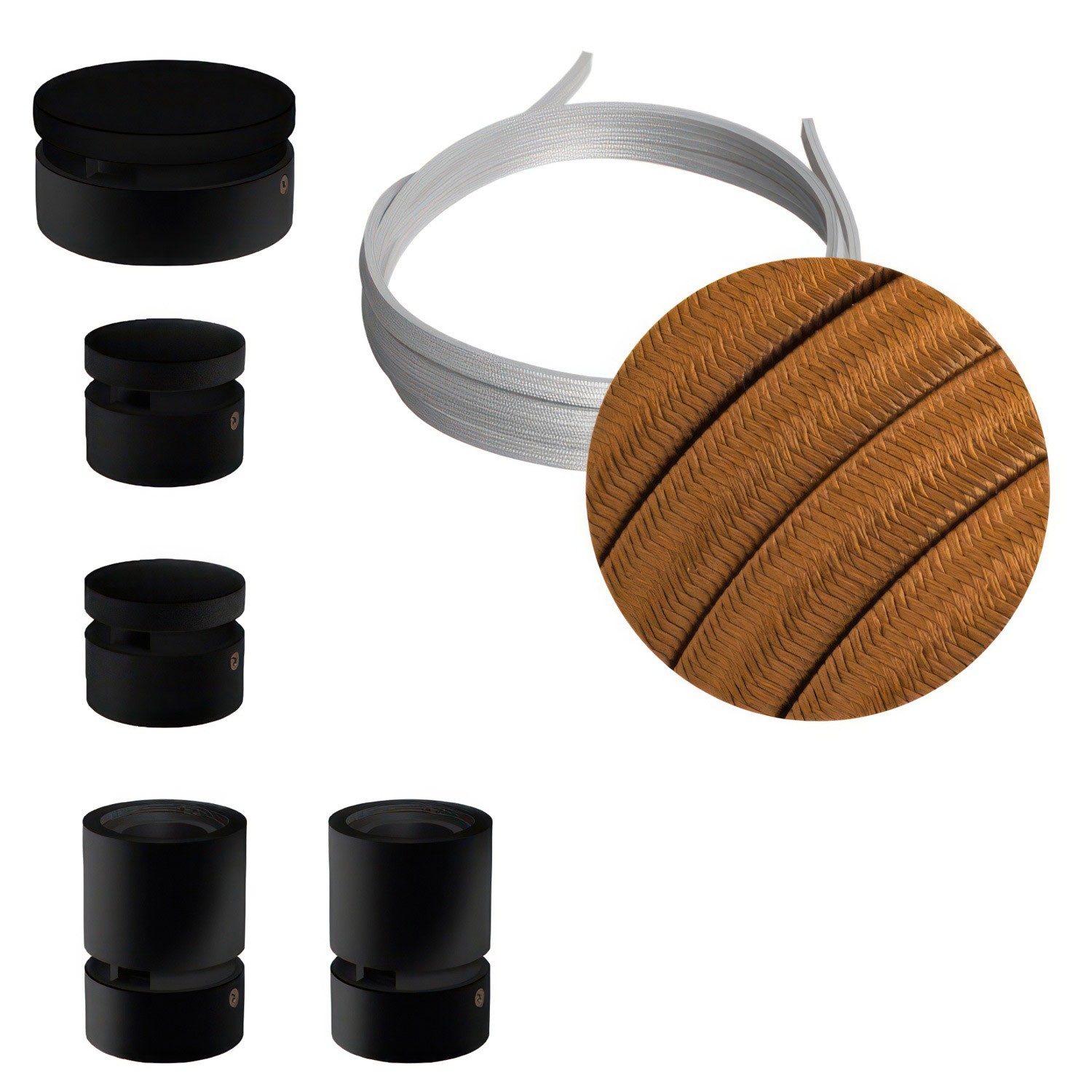 creative cables Filé systém - sestava pro cik-cak instalaci - 3m kabelu pro světelné řetězy a 5 černých lakovaných dřevěných komponentů Barva kabelu: Whisky - CM22