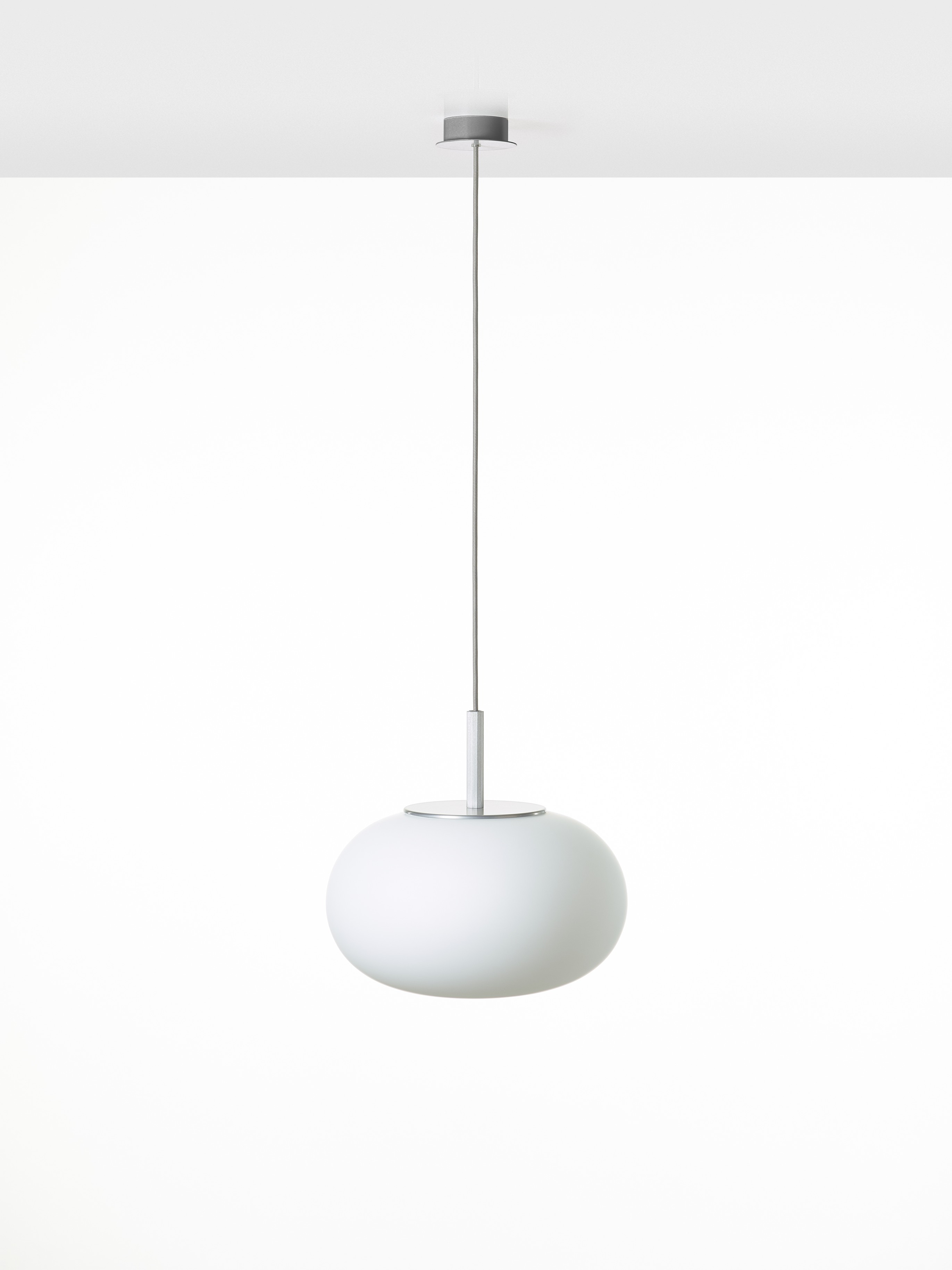 Levně Brokis Designové závěsné svítidlo Sfera PC1285, Ø38cm Povrch Montury: kov - bílý matný komaxit (CCS845), Barva el. vedení: textilní kabel - světle šedý (CECL1918), Baldachýn: broušený hliník lakovaný (CCSC2843)