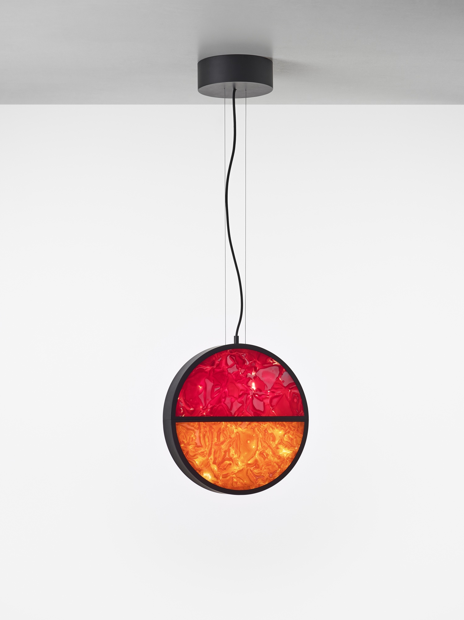 Levně Brokis Designové závěsné svítidlo Geometric full PC1140, ⌀40cm Barva spodní části skla: amber - triplex opál BROKISGLASS (CGGB2800), Povrchová úprava skla: lesklý povrch (lícová strana) (CGSU2736), Barva horní části skla: amber - triplex opál BROKISGLASS 