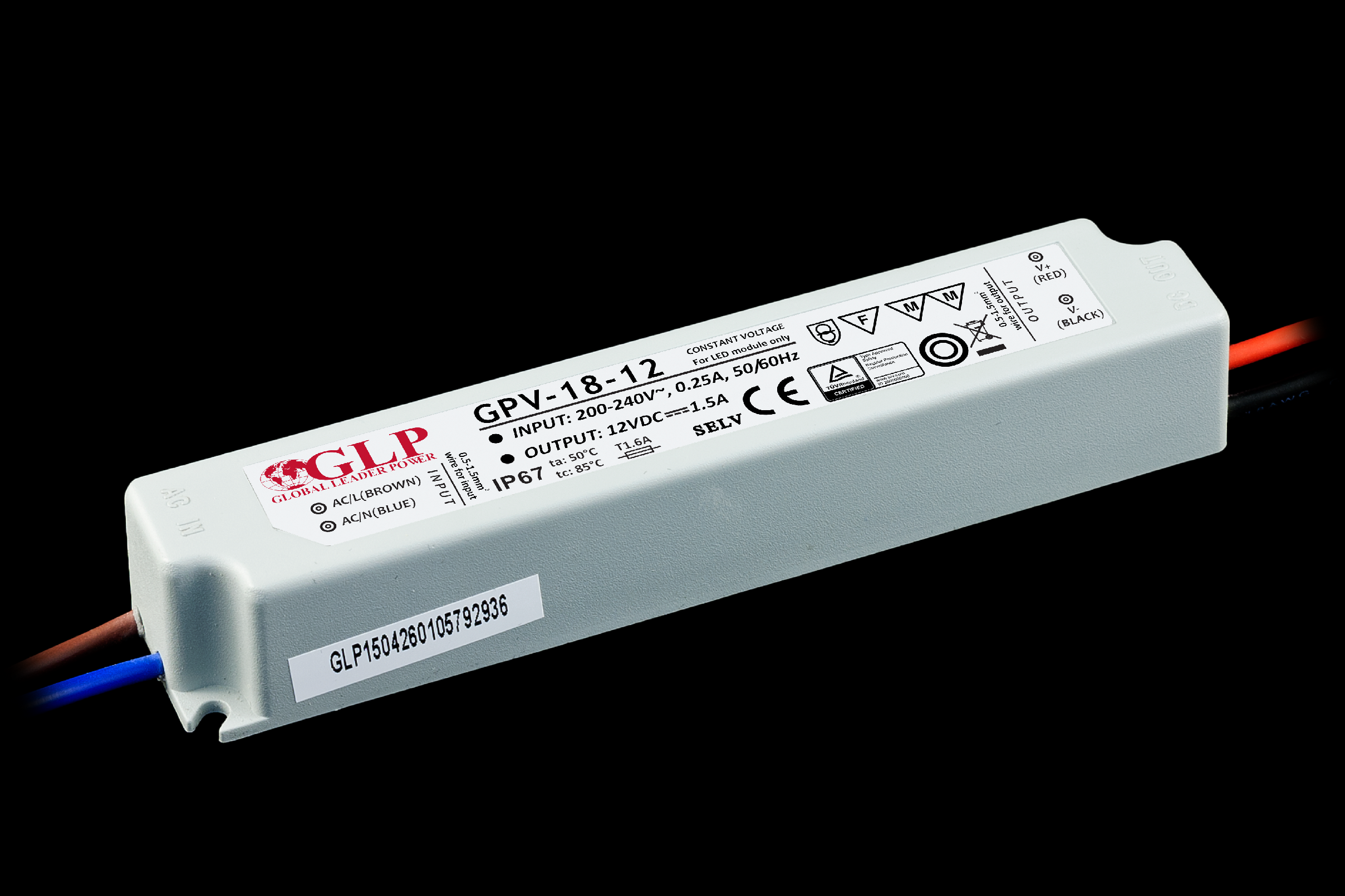 GLP GPV, 18W LED zdroj GPV-18-12, 1.5A, 12V