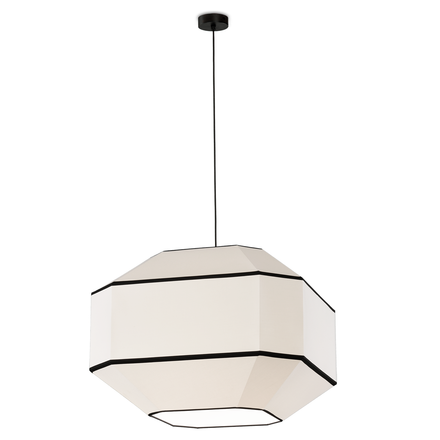 ACB Iluminacion Závěsné svítidlo BAUHAUS, ⌀ 60 cm, 1x E27 15W Barva: Bílá, Barva montury: Černá