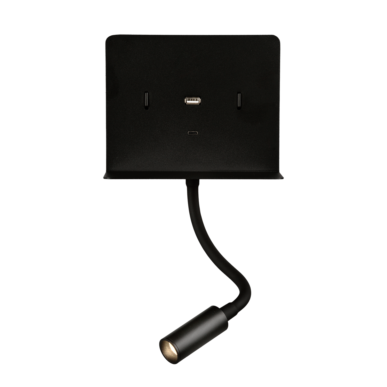 ACB Iluminacion Nástěnné LED svítidlo CALMA, 6W + 3W, CRI90, 2x vstup USB a USBC Barva: Černá