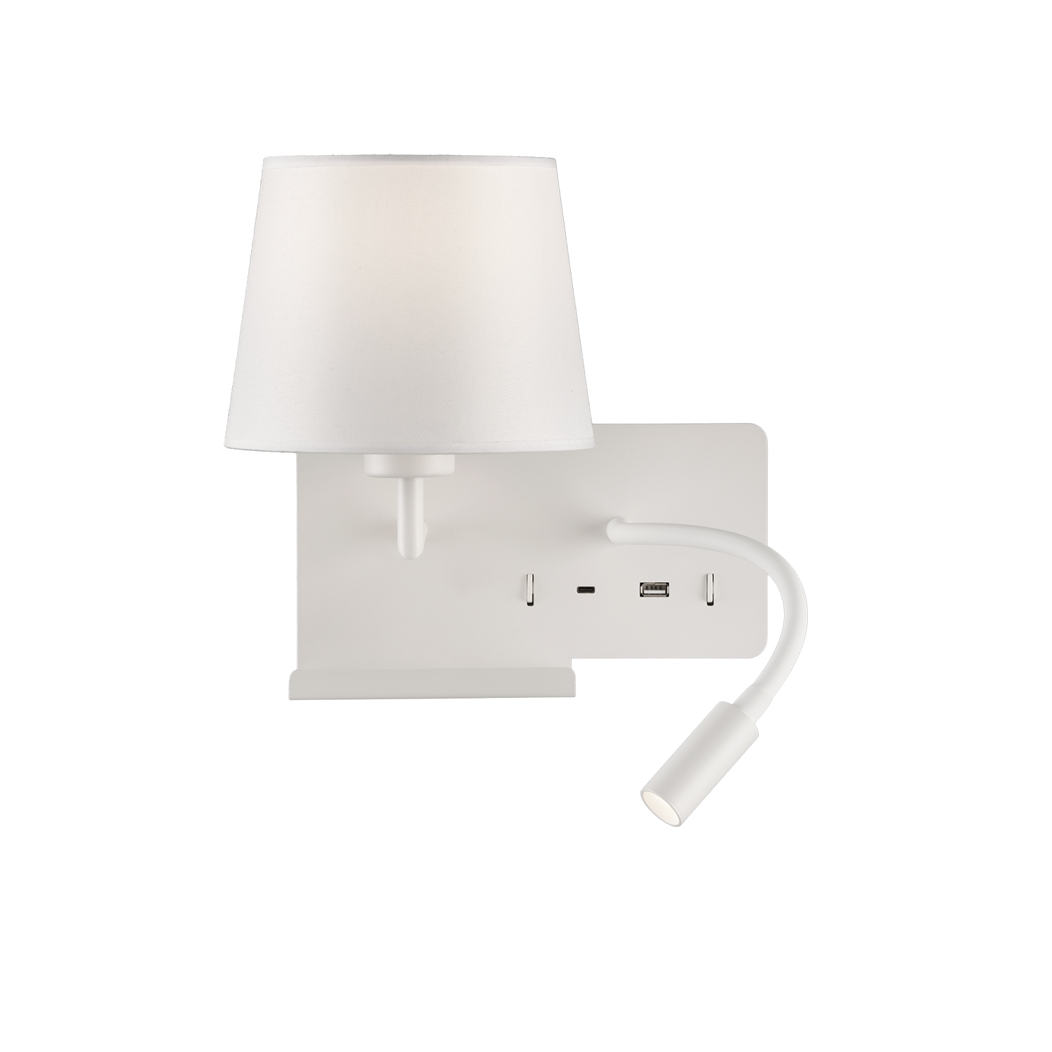 ACB Iluminacion Nástěnné LED svítidlo HOLD levé, 3W + 1xE27 15W, CRI90, 2x vstup USB/USBC Barva: Bílá, Barva montury: Bílá